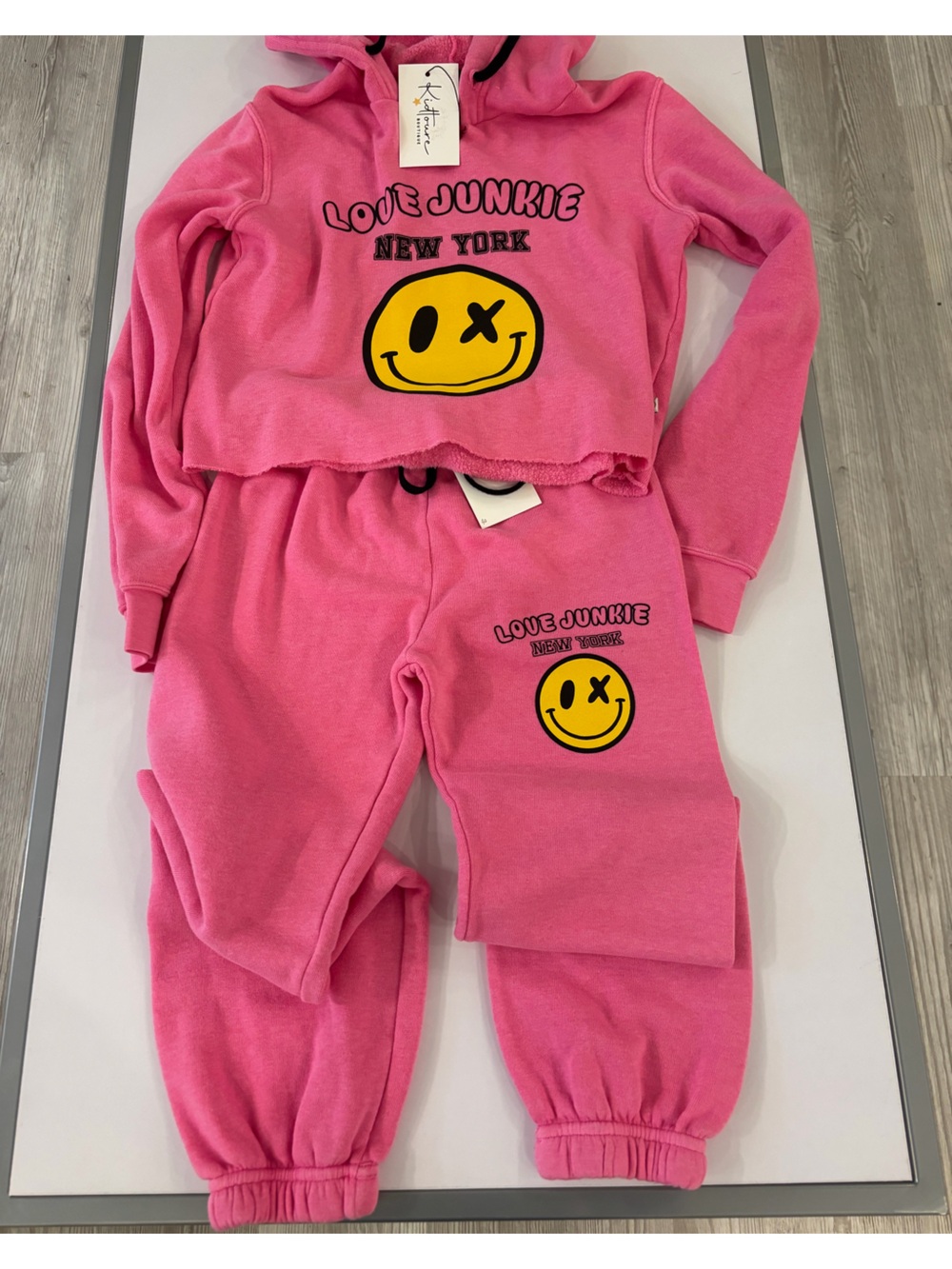 love J Pink Kids Hoodie only with  Yellow Smiley